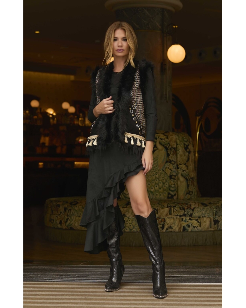 Vestido Volantes Negro