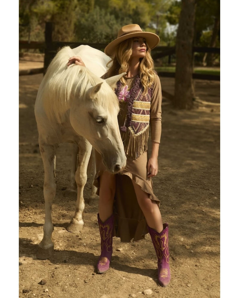 Brown asymmetric dress buffalo