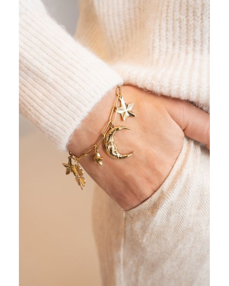 Pulsera Luna y Estrellas Oro 2
