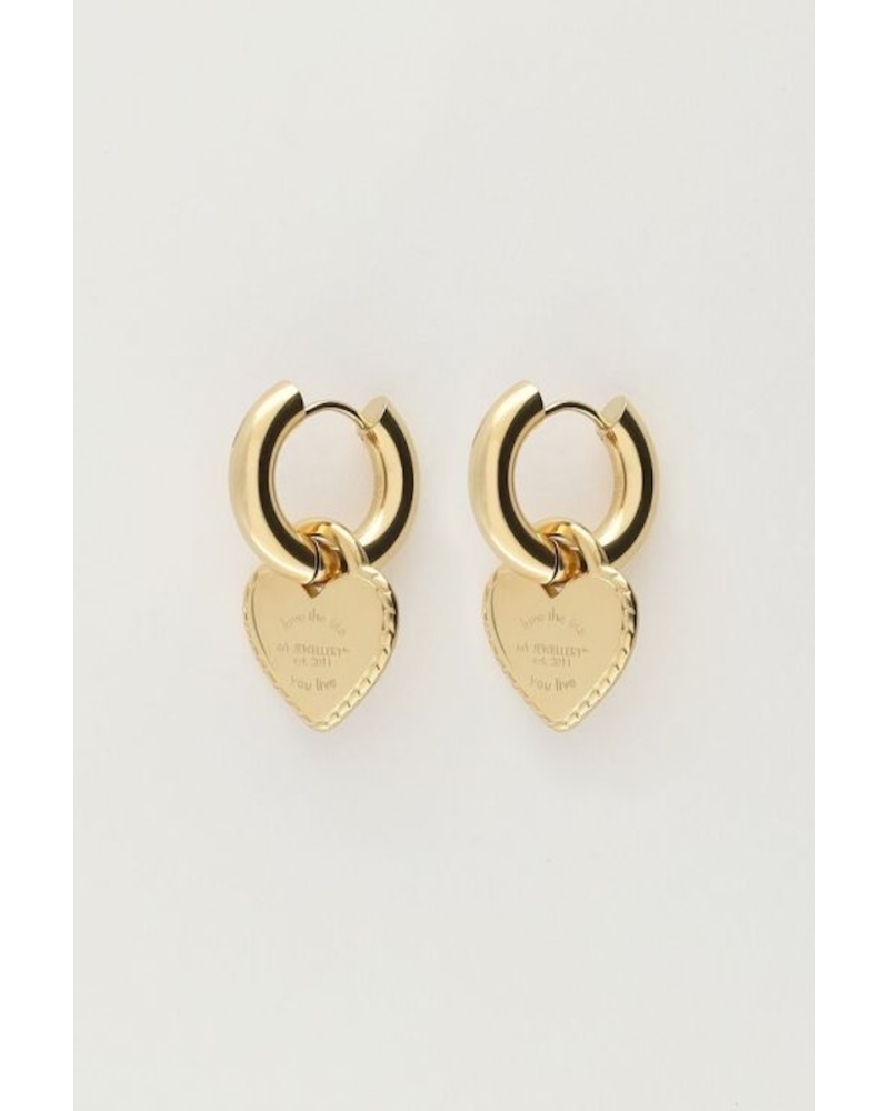 Pendientes Charm Corazón Oro