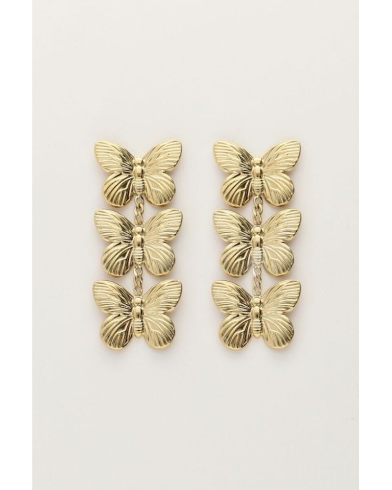 Trois boucles d'oreilles papillons