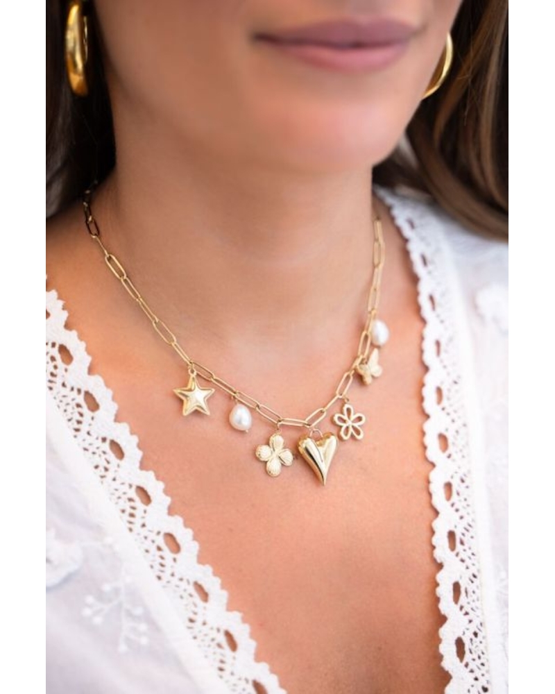 Collar Charms y Perlas 2