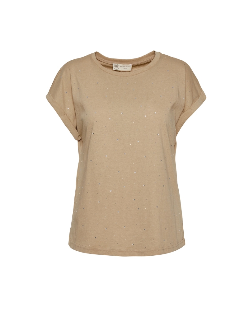 Camiseta Strass Beige