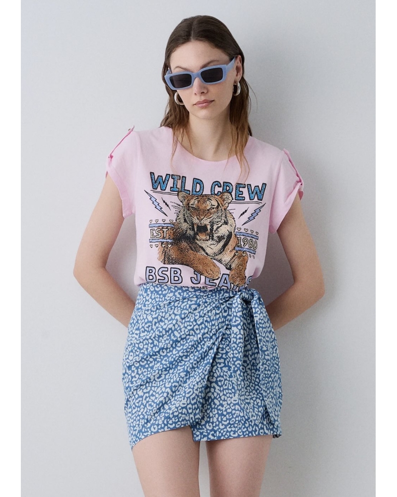 Falda Jean Leopardo