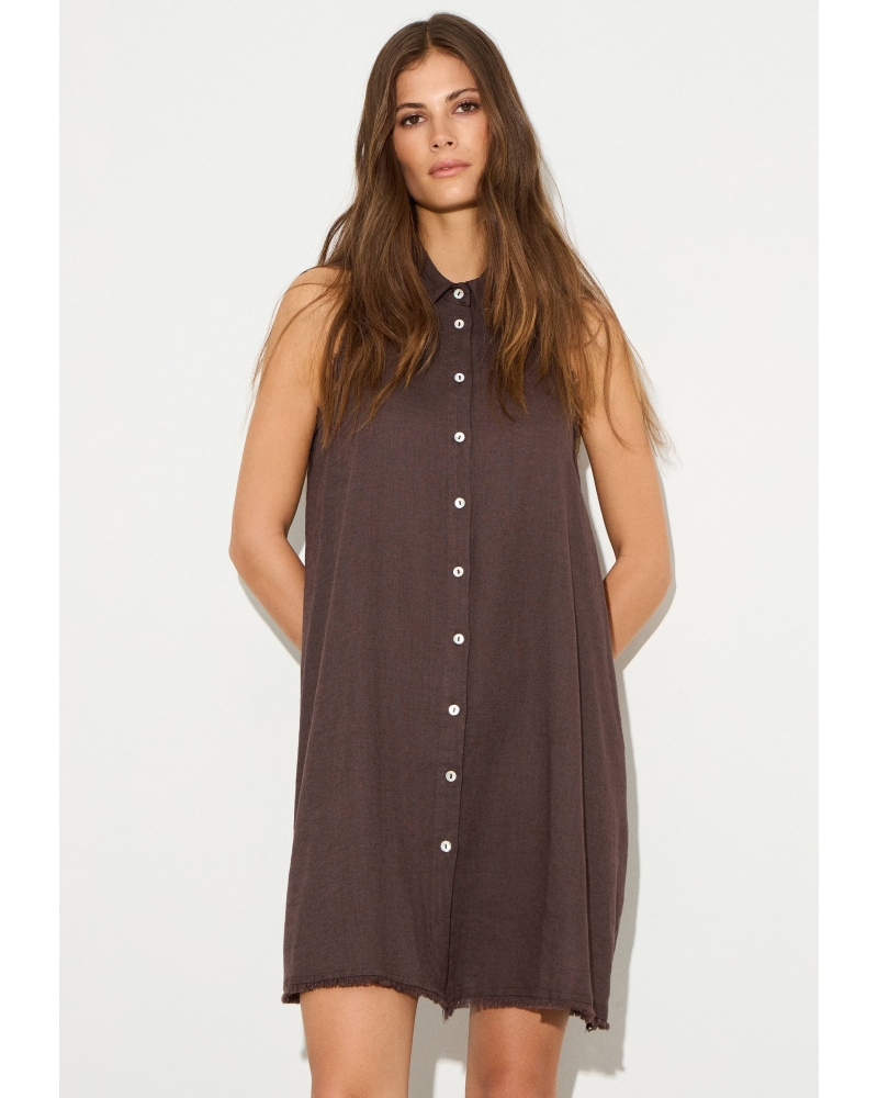 Vestido Lino Chocolate 2