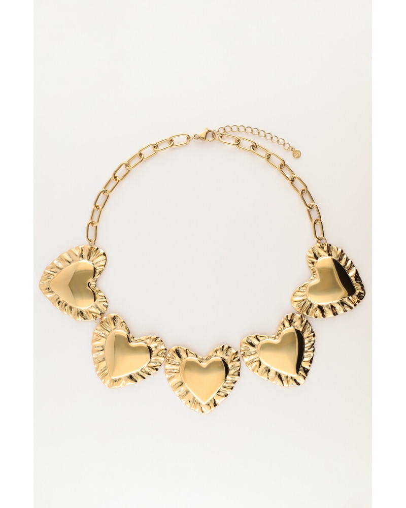 Collar Maxi Corazones Oro 2