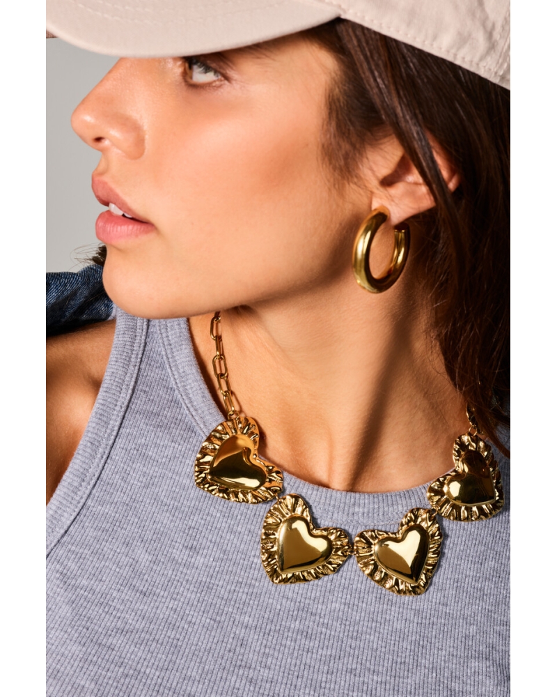 Collar Maxi Corazones Oro 2