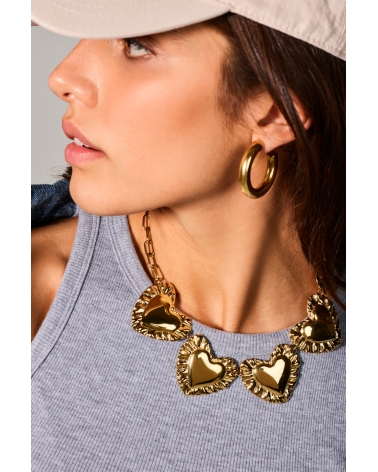Collar Maxi Corazones Plata