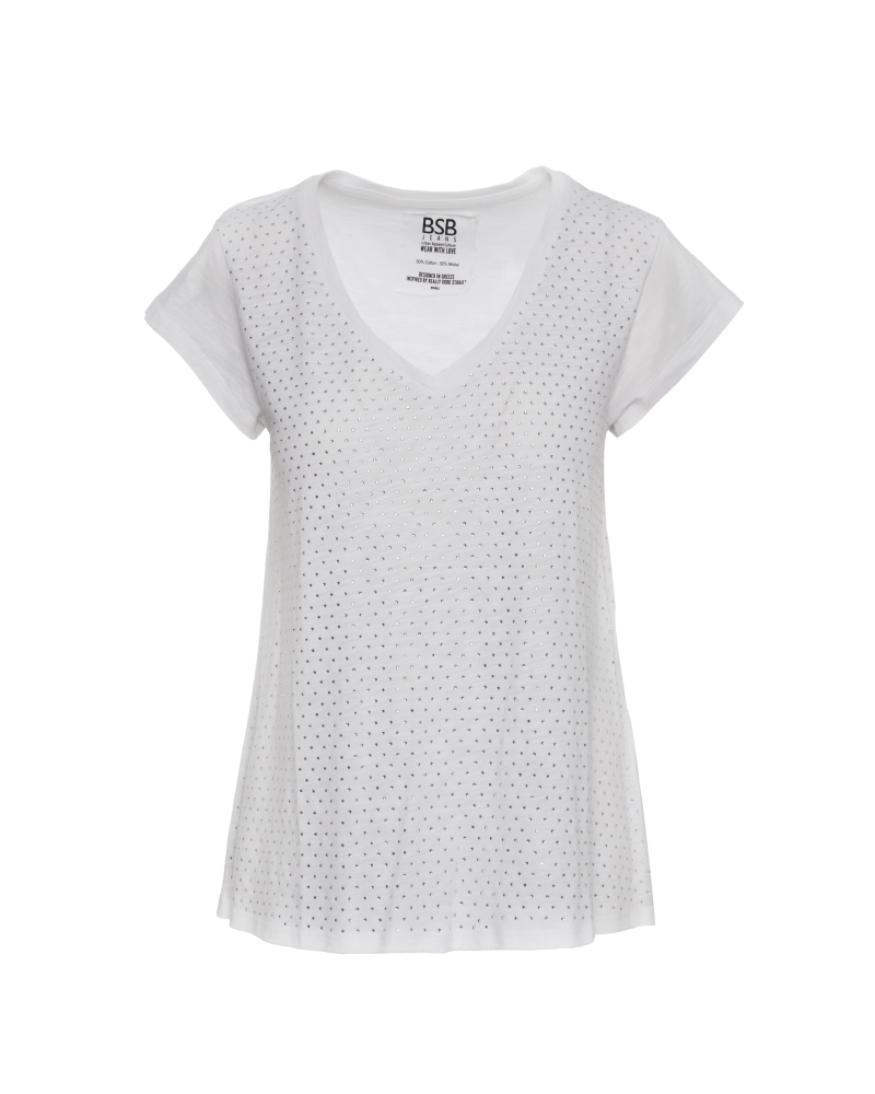 White T-shirt Strass