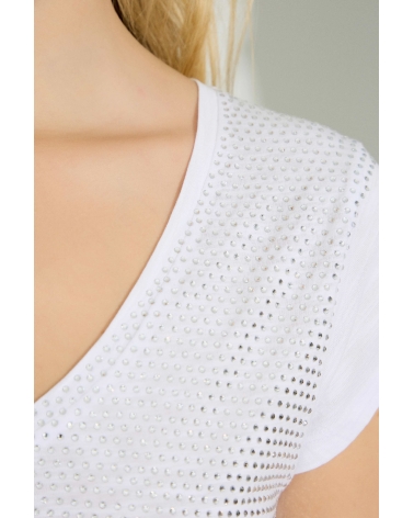 White T-shirt Strass