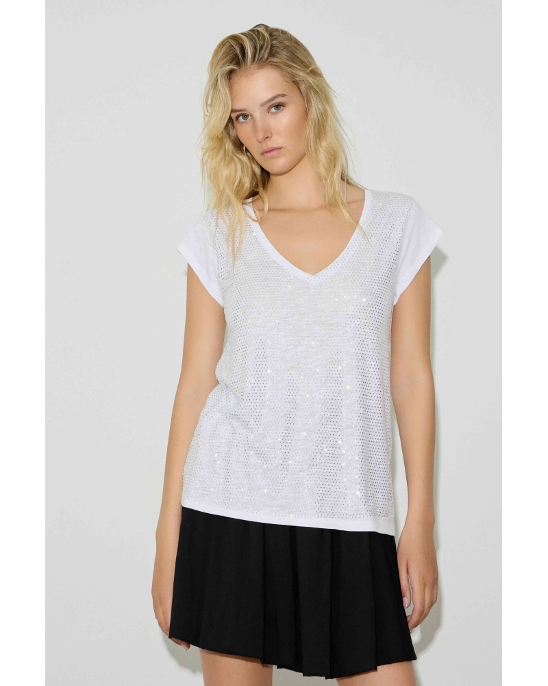 T-shirt blanc Strass