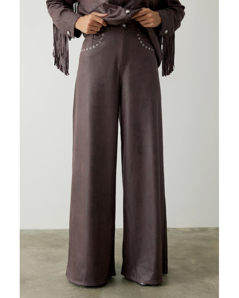 Pantalón Efecto Piel Burgundy 2