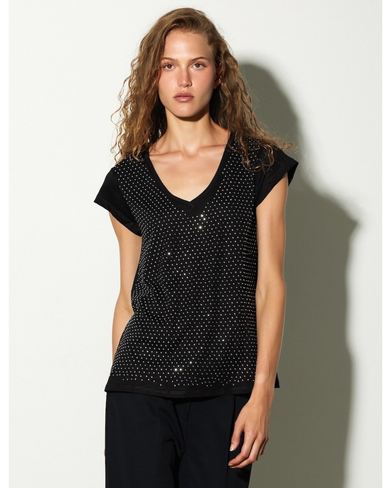 T-shirt Strass Noir