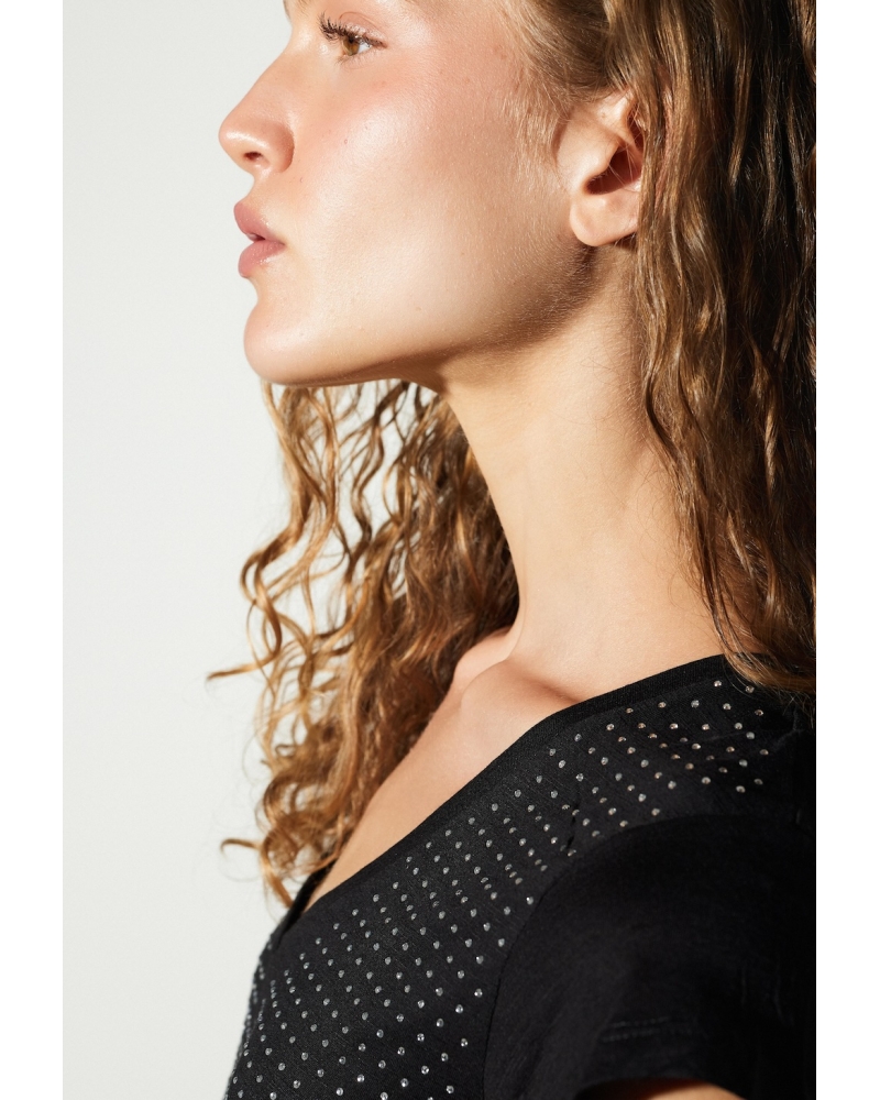 T-shirt Strass Noir 2