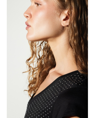Camiseta Strass Negra