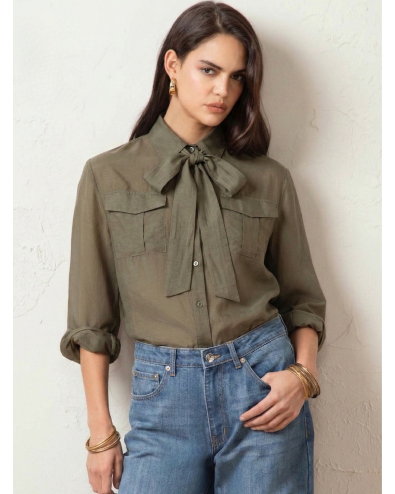 Silky military blouse 2