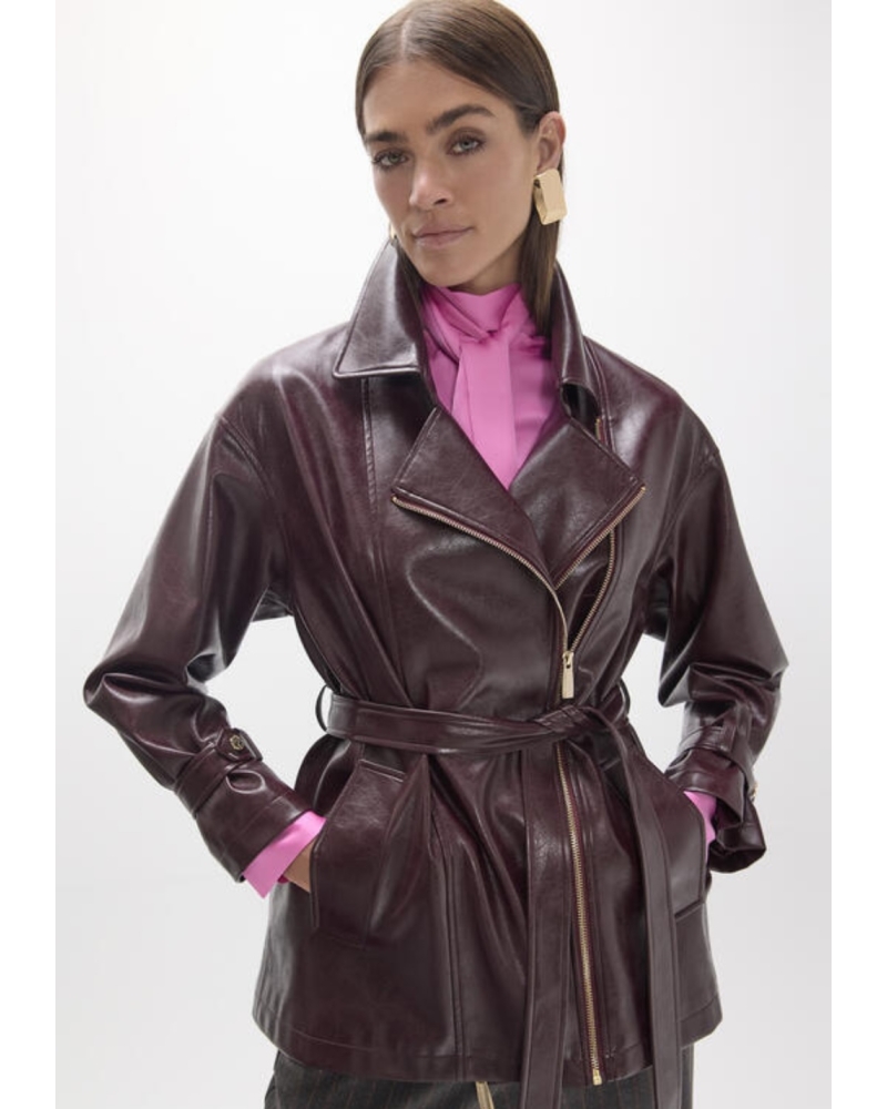 Chaqueta Biker Cinturón Vino Lola Casademunt