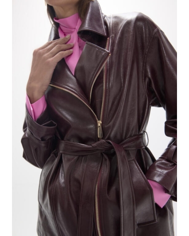 Chaqueta Biker Cinturón Vino Lola Casademunt