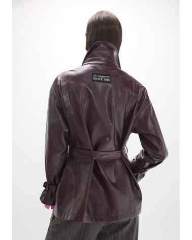 Chaqueta Biker Cinturón Vino Lola Casademunt