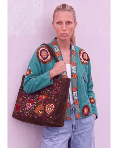 Shopper Terciopelo Corazones
