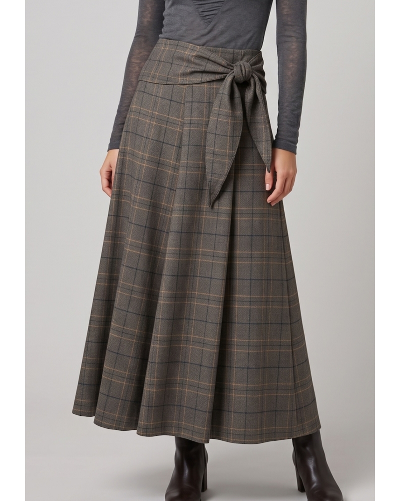 Falda Lazada Cuadros Gris