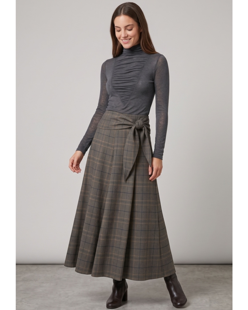 Falda Lazada Cuadros Gris