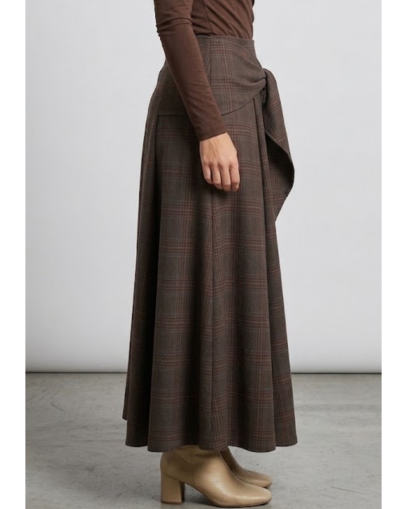 Falda Lazada Cuadros Vino 2