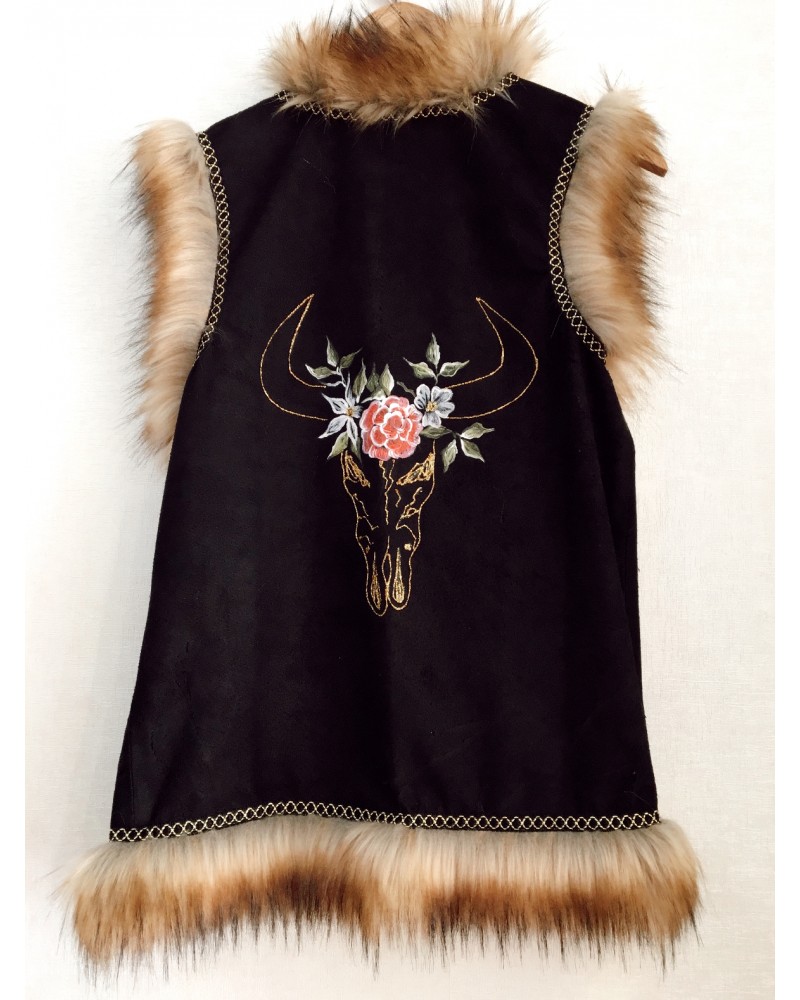 Leather Bufalo Roses Vest