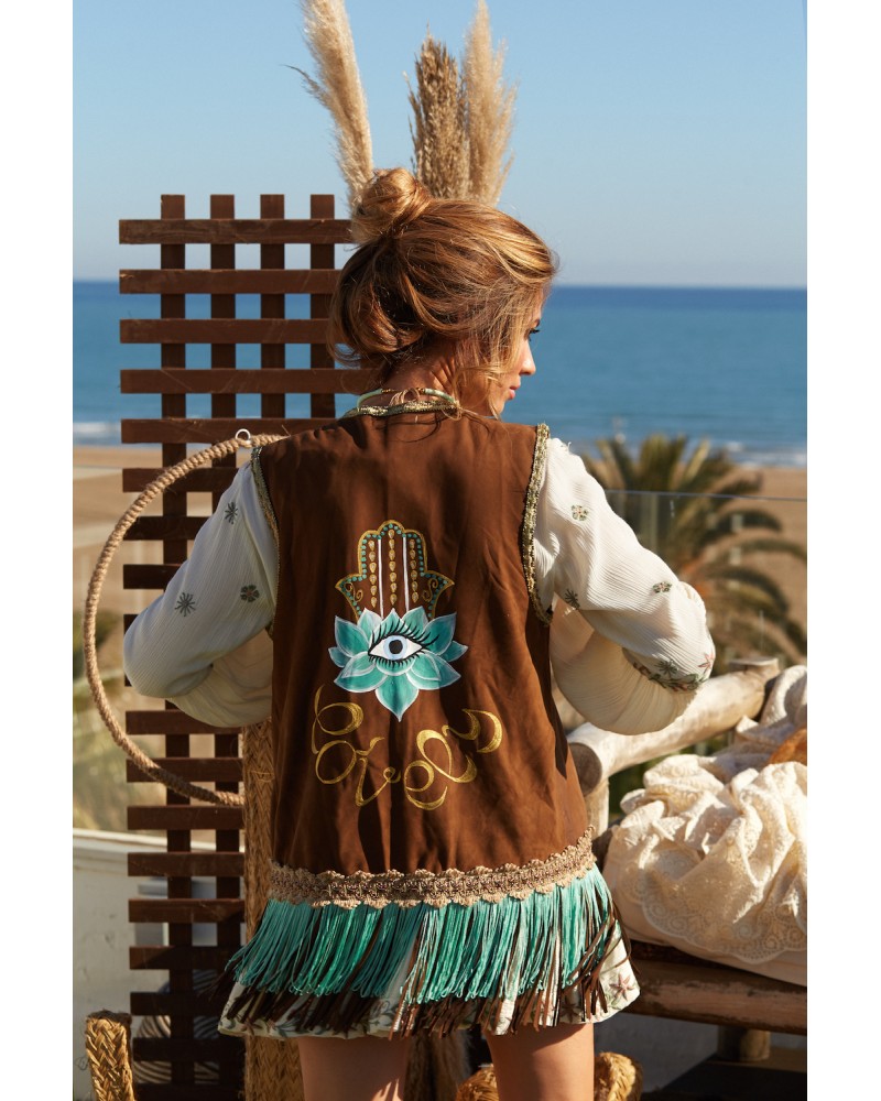chaleco lentejuelas y flecos piel lola guarch ibiza trendy – Ibiza Trendy, Tienda online