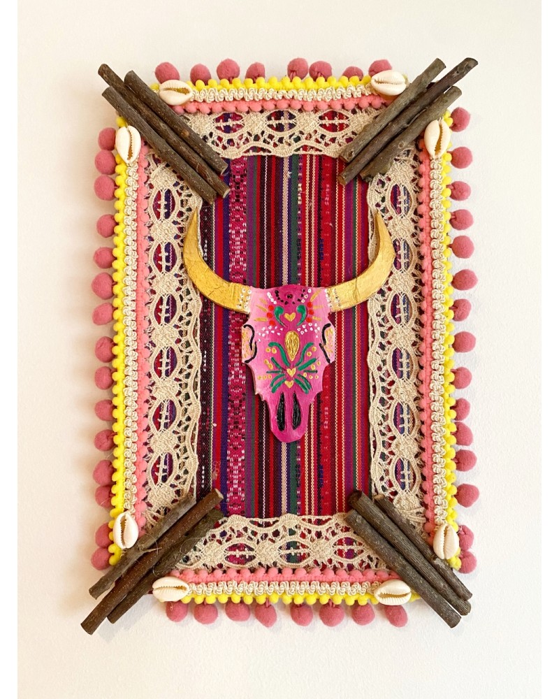 Painting Boho Buffalo Fucsia