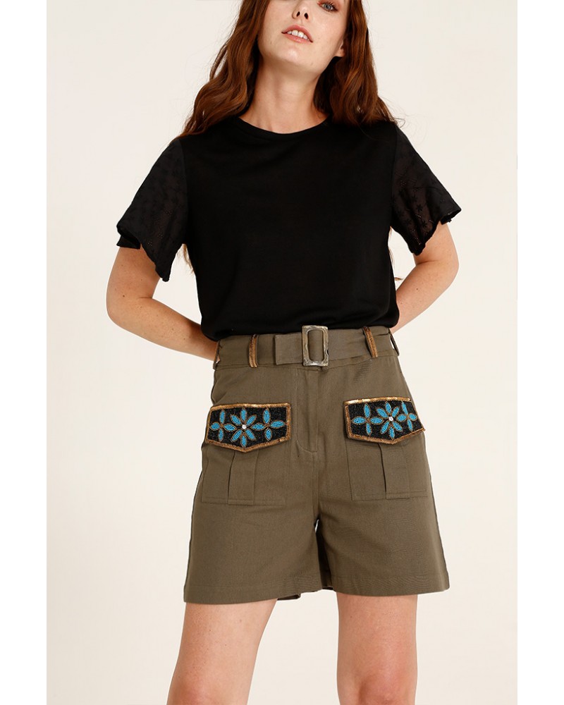 Pantalon chargement brodé 2