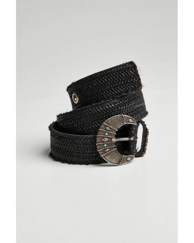 Ceinture de raffia noire