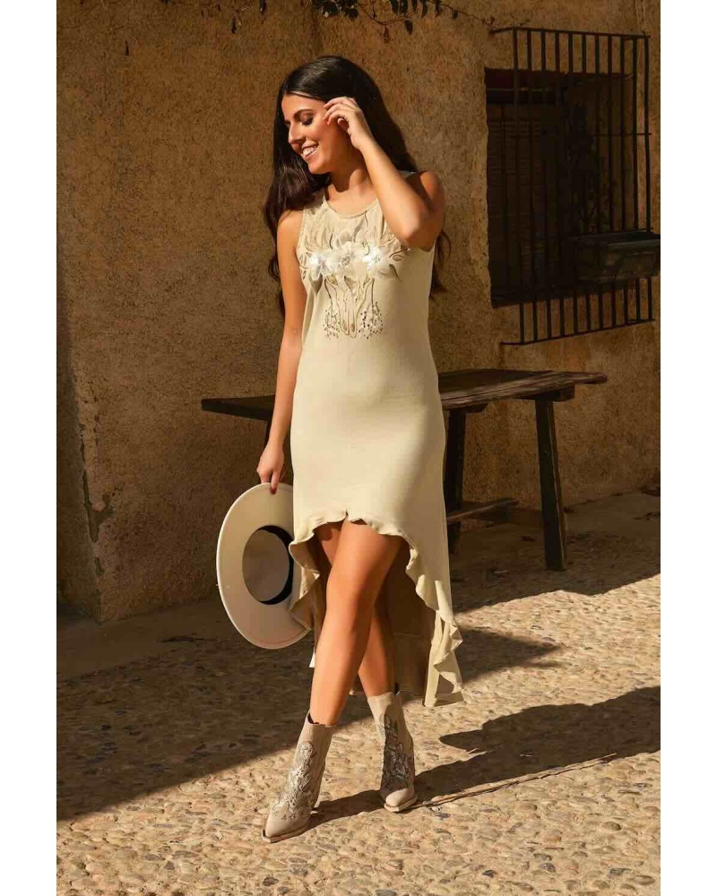 Vestido Mallorca Beige Asimétrico 2