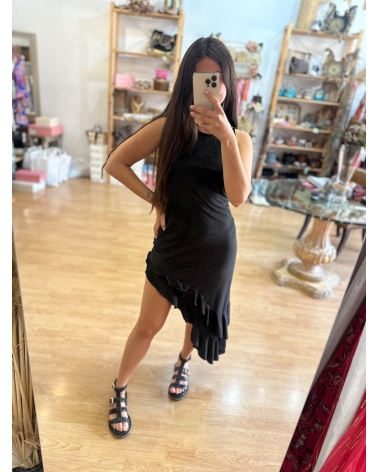 Asymmetrical Marbella Black Dress