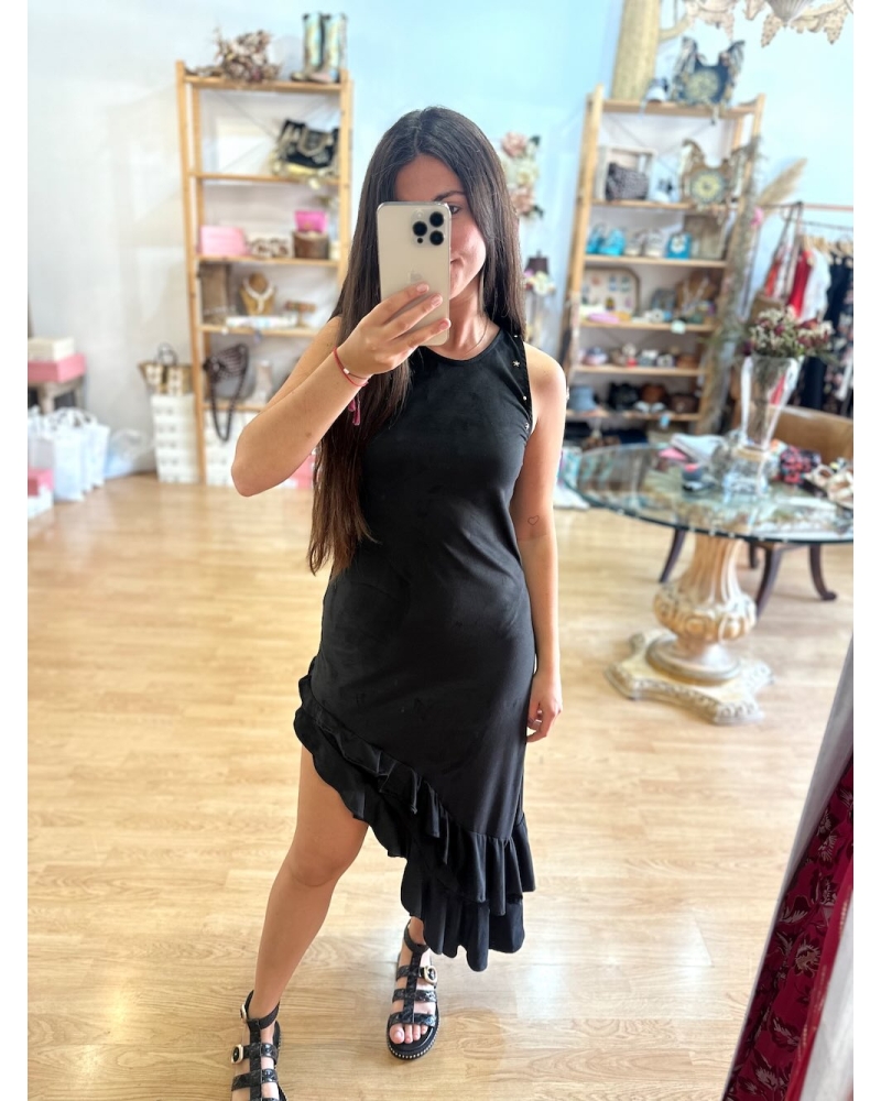 Asymmetrical Marbella Black Dress