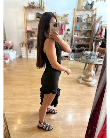 Asymétrique Robe noire Marbella