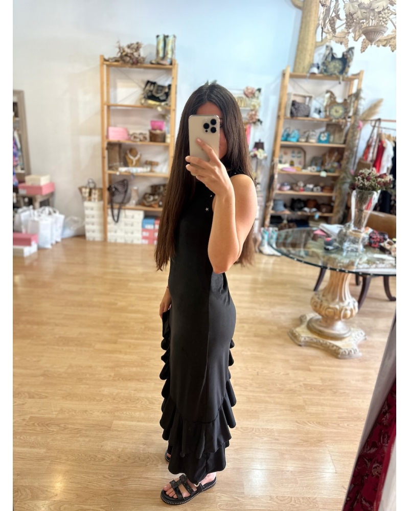Asymmetrical Marbella Black Dress 2