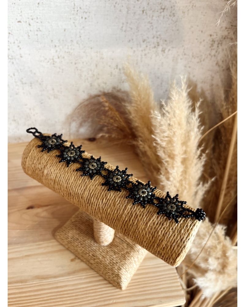 Bracelet Fleurs Noires