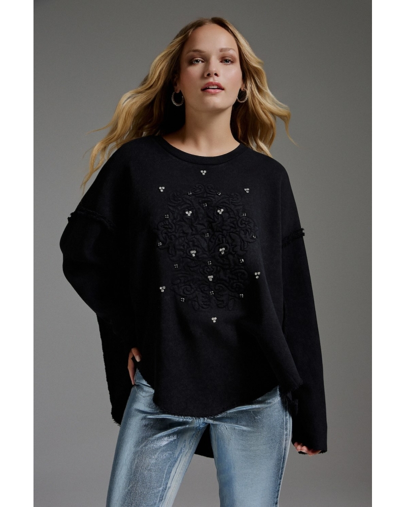 Sudadera Relieve Strass